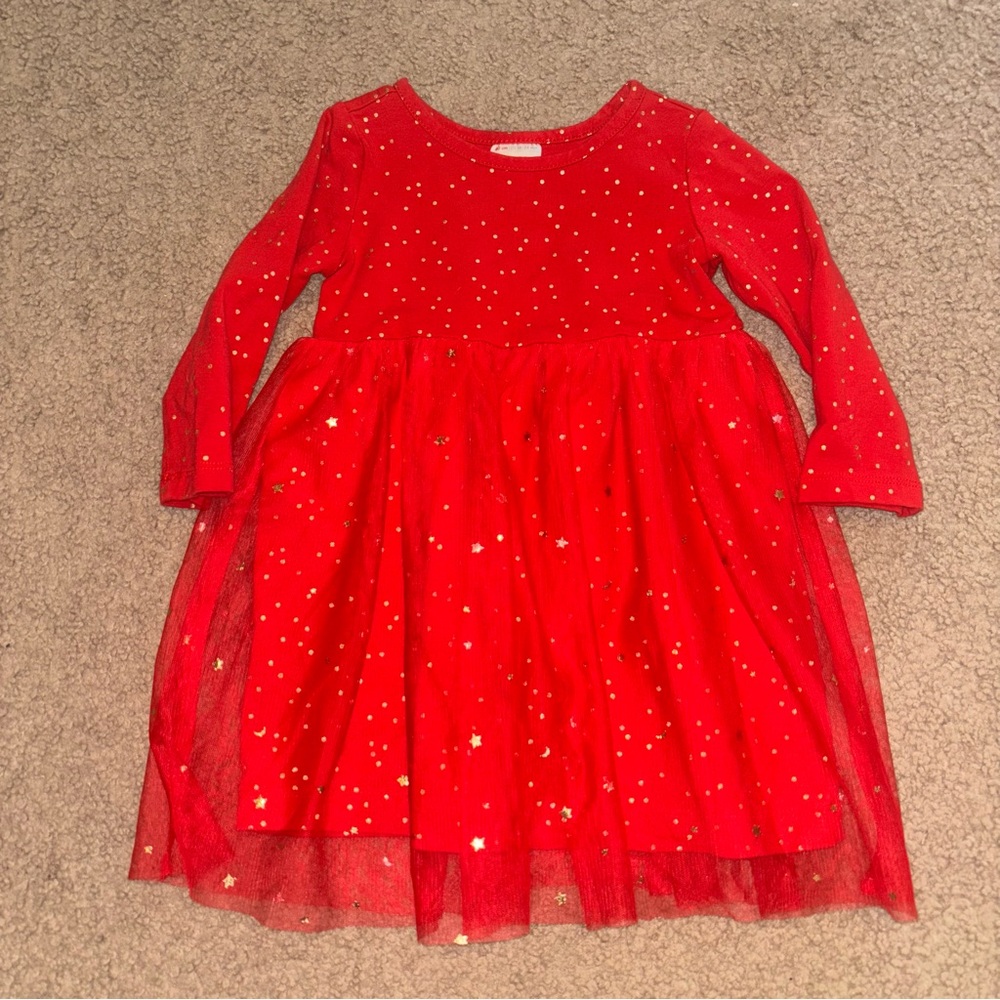 Hanna Andersson Red Starry Long Sleeve Dress, 18-24 months - Picture 1 of 2